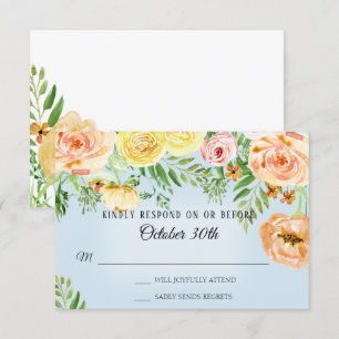 Convite RSVP Casamento Rosas Amarelas Modernas Floral Desb
