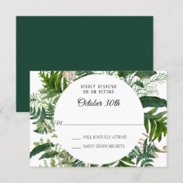 Convite RSVP Casamento Samambaias Selvagens Folhagem da Fl