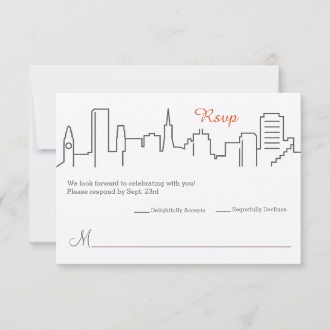 Convite RSVP Casamento Skyline de São Francisco (Frente)
