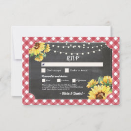 Convite RSVP Casamento Sunflower Red White Noivado