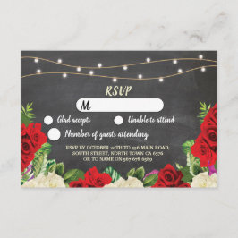 Convite RSVP Chalk Rosas vermelhas de Luzes Russas de Casa