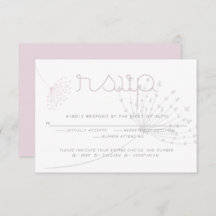 RSVP | Cinza de carvão simples Flor rosa pálido