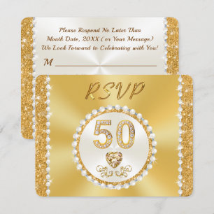 Convite RSVP com MENU Choice, 50 anos Dourados,