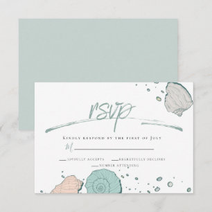 Convite RSVP Costelas de praia casual Coral e Teal