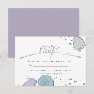 Convite RSVP | Costelas de praia casual Lilac Dusty Blue