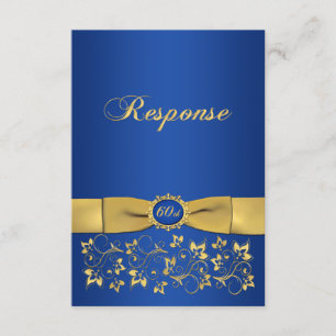 Convite RSVP de 60 anos do formato do Rico RIBBON IMPRESSO