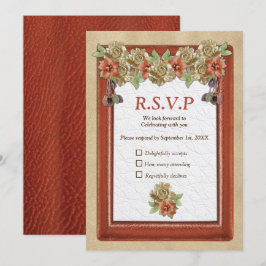 Convite RSVP de Arte de Textura de Couro e Suede