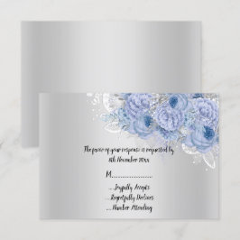Convite RSVP de Buquê de Lilás Floral Prateado Met