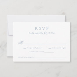 Convite RSVP de Casamento Azul do Script de Caligrafia Ele