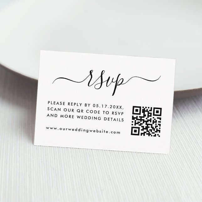 Convite RSVP de Casamento Baixável com Código QR (Criador carregado)