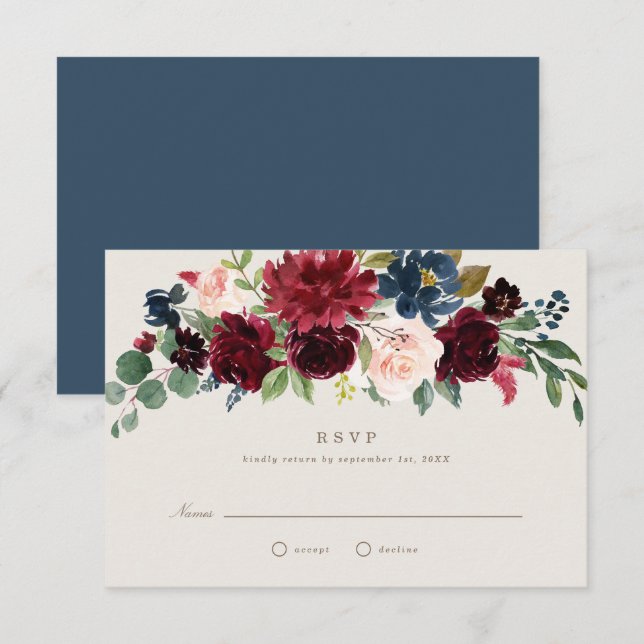 Convite RSVP de casamento com elegância outonal (Frente/Verso)