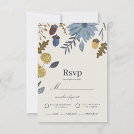 Convite RSVP de casamento com folhas de outono rústicas