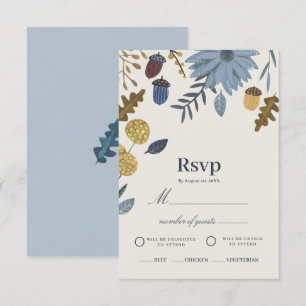 Convite RSVP de casamento com folhas de outono rústicas