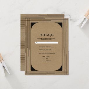 Convite RSVP de Casamento com Linhas Modernas Mínimas Kraf