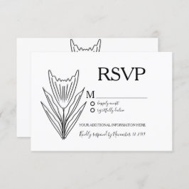 Convite RSVP de Casamento de Arte Floral de Botânica Minim