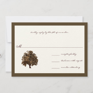 Convite RSVP de Casamento de Árvore de Oak Brown