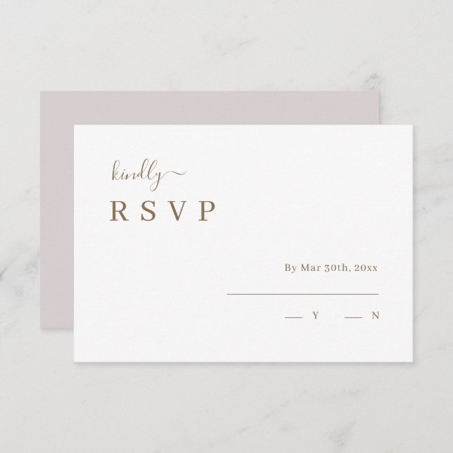Convite RSVP de Casamento de Blush Branco Minimali (Frente/Verso)