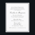 Convite RSVP de Casamento de Borda de Script Forma<br><div class="desc">Mapa de Orçamento Clássico Tradicional de Script Elegante Convite para Casamento com Borda Negra Estreita e Detalhes de RSVP Online</div>