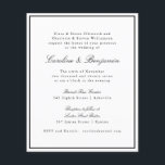 Convite RSVP de Casamento de Borda de Script Forma<br><div class="desc">Mapa de Orçamento Clássico Tradicional de Script Elegante Convite para Casamento com Borda Negra Estreita e Detalhes de RSVP Online</div>