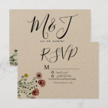 RSVP de casamento de botânica verde vintage bordad