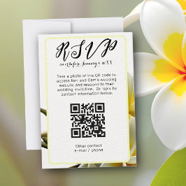 Convite RSVP de Casamento de Código QR Vertical Frangipani