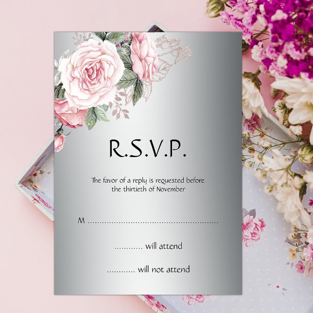 Convite RSVP de Casamento de Elegância de Rosa Rosa Rosa R (Criador carregado)