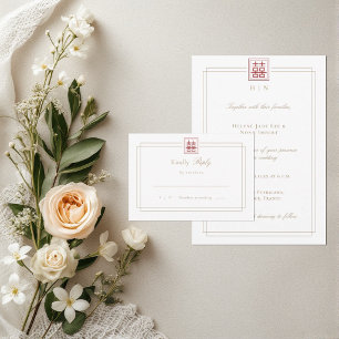 Convite RSVP de Casamento de Felicidade Dupla Elegante Mod