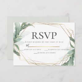 Convite RSVP de Casamento de Folgas Tropicais Modernas Ele