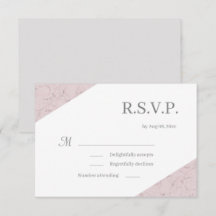 RSVP de Casamento de Mármore Cinza Rosa Empoeirado