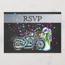 Convite RSVP de casamento de motocicleta com jarro de Maso