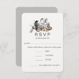 Convite RSVP de Casamento de Pássaros do Amor Romântico