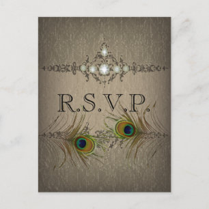 Convite RSVP de casamento de pavão chinês