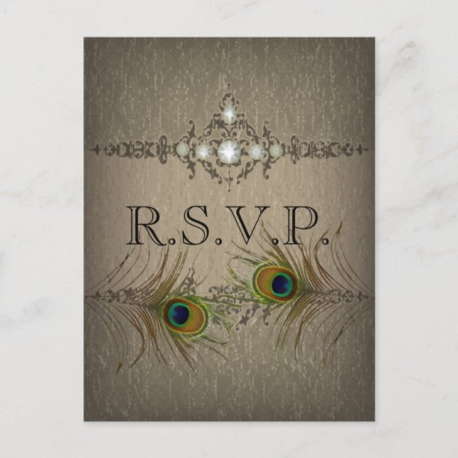 Convite RSVP de casamento de pavão chinês (Frente)