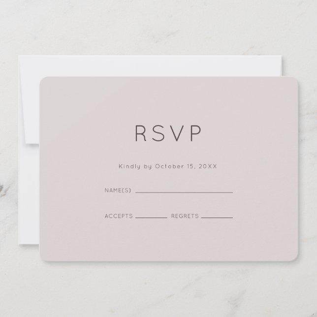 Convite RSVP de Casamento de Plum Neutro Moderno (Frente)