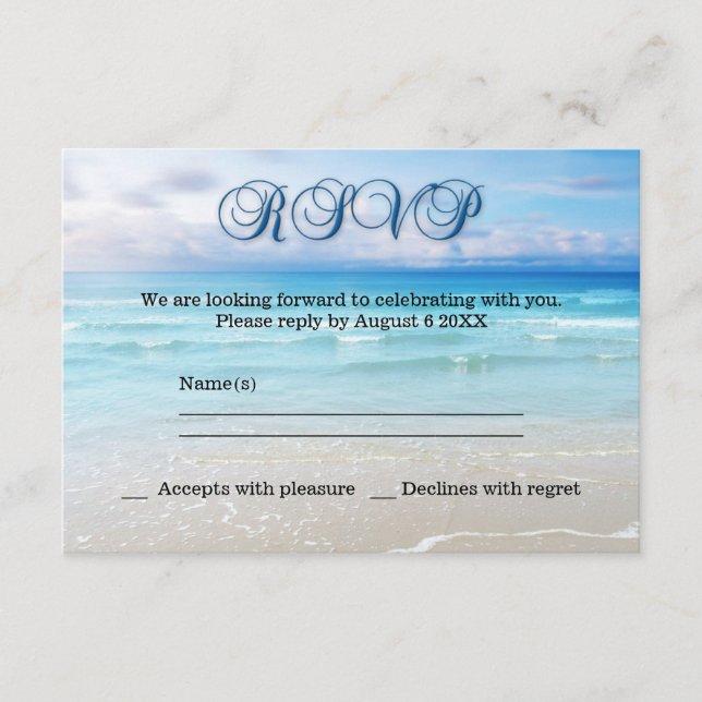 Convite RSVP de Casamento de Praia (Frente)
