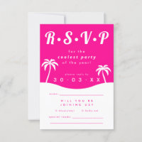 RSVP de Casamento de Praia Rosa Quente Moderna