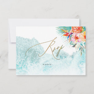 Convite RSVP de Casamento de Praia Tropical do Paraíso Tro