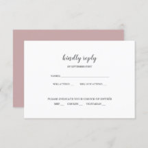 Convite RSVP de Casamento de Rosa de Dusty Moderno
