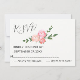 Convite RSVP de casamento de rosas em aquarela boho elegan