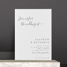 Convite RSVP de Casamento de Script Branco Negro Minimalis