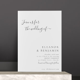 Convite RSVP de Casamento de Script Branco Negro Minimalis