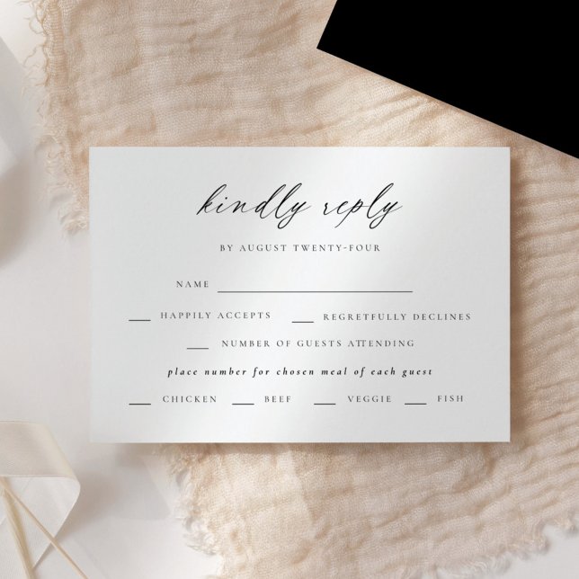 Convite RSVP de Casamento de Script Elegante Moderno (Criador carregado)