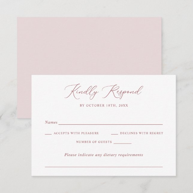 Convite RSVP de Casamento de Script Romântico Elegante Mod (Frente/Verso)