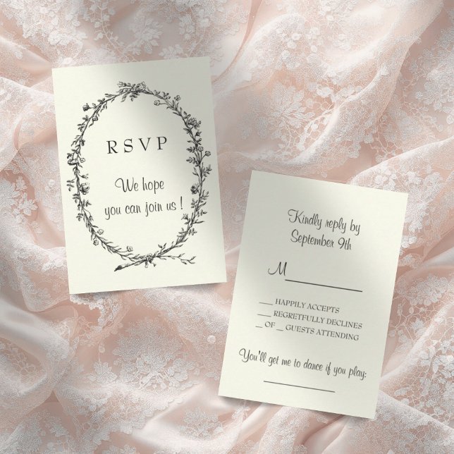 Convite RSVP de Casamento de Vintage Ivory (Criador carregado)