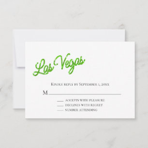 Convite RSVP de Casamento do Green Las Vegas Sparkles