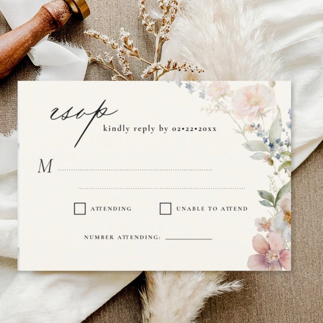 Convite RSVP de Casamento do Jardim de Flores Selvagens (Criador carregado)