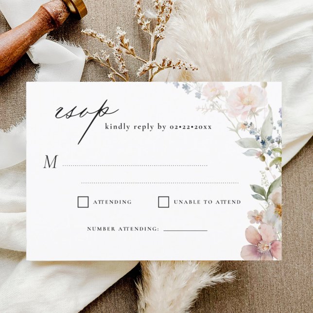 Convite RSVP de Casamento do Jardim de Flores Selvagens (Criador carregado)