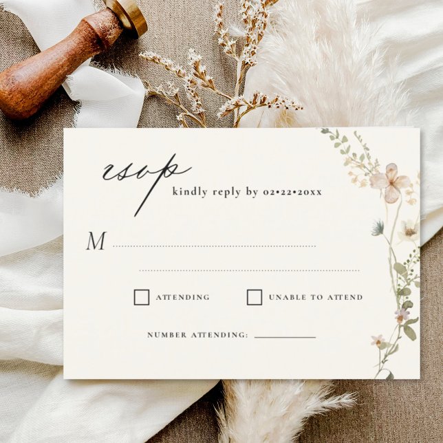 Convite RSVP de Casamento do Jardim de Flores Selvagens (Criador carregado)