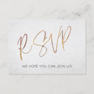 Convite RSVP de Casamento Dourado de Rosa Mínima Preta e 