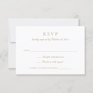 Convite RSVP de Casamento Dourado do Script de Caligrafia